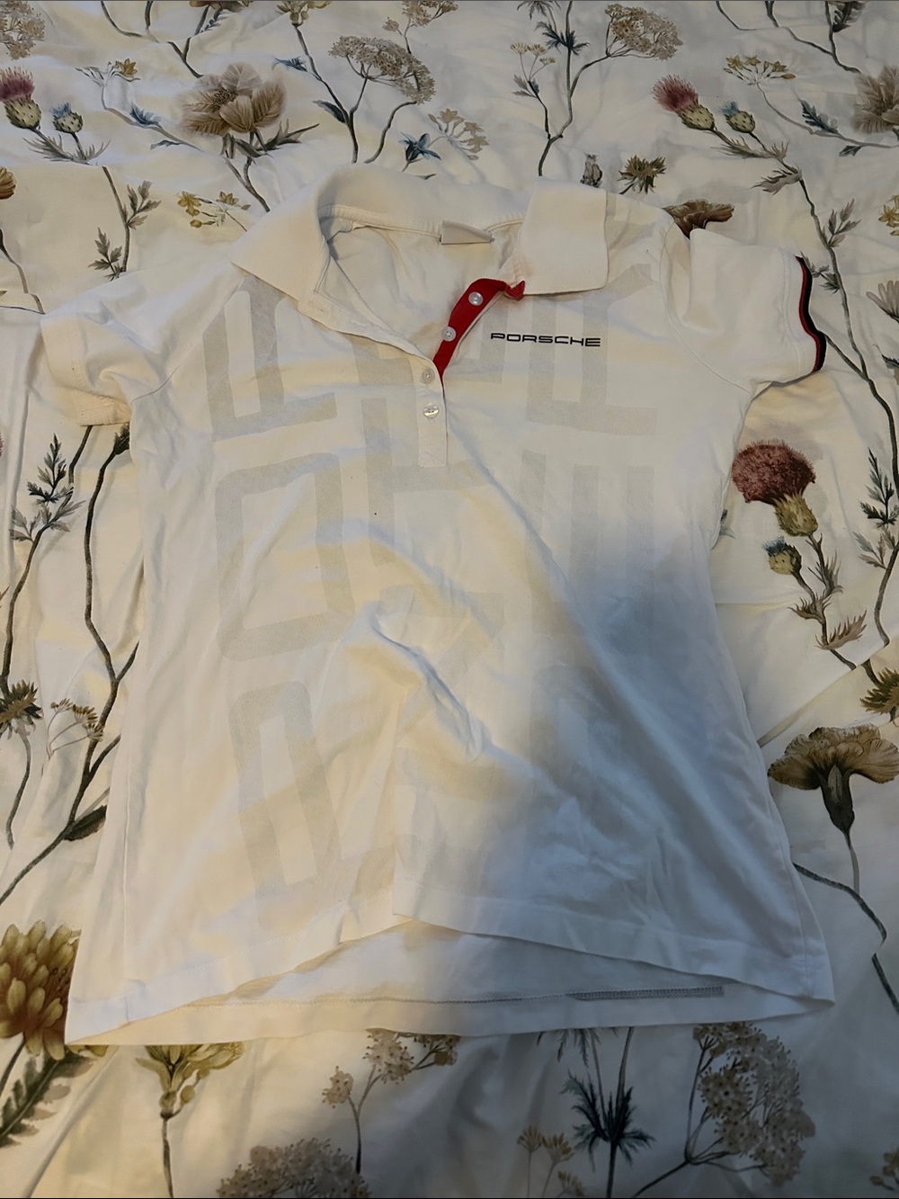 Women's White Short Sleeve Polo Tee